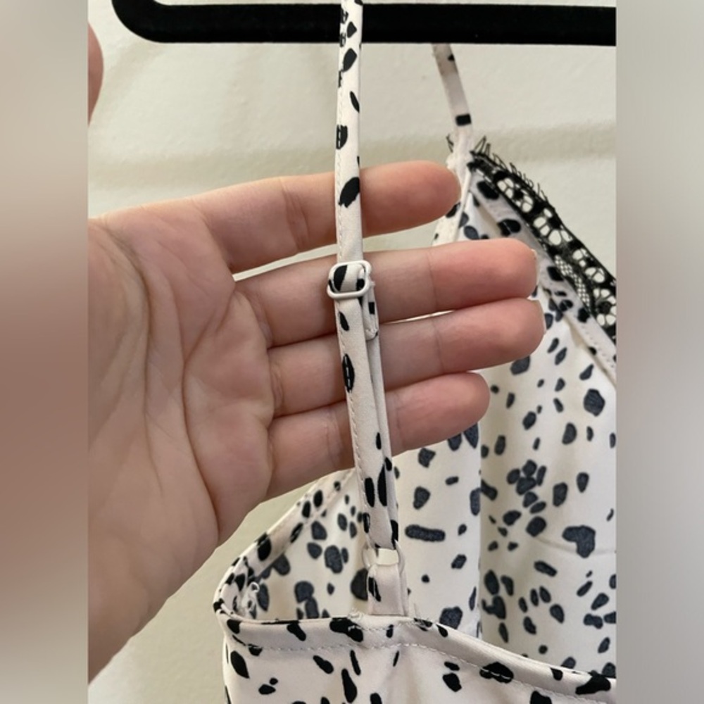 NWT A New Day Maxi Slip Dress with Lace‎ and Dots in Cream and Black - S - Picture 6 of 11